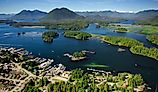 Aerial image of Tofino, BC, Canada