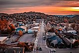 Aerial view of sunset down Main Avenue in Blowing Rock, North Carolina. Editorial credit: Jeffery Scott Yount / Shutterstock.com