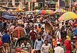 Kawran Bazar is a business district and is one the biggest commodity marketplaces in Dhaka. Image credit Hit1912 via Shutterstock.