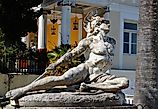 A statue of a wounded Achilles on Corfu island, Greece.