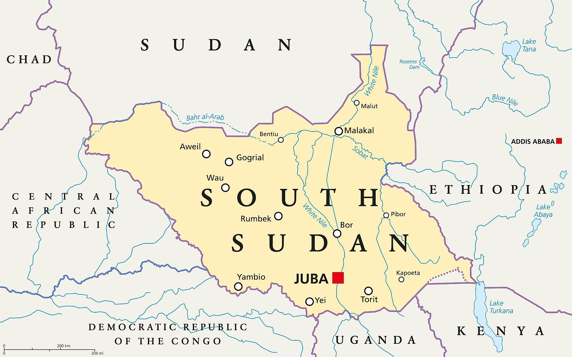 which-countries-border-south-sudan-worldatlas