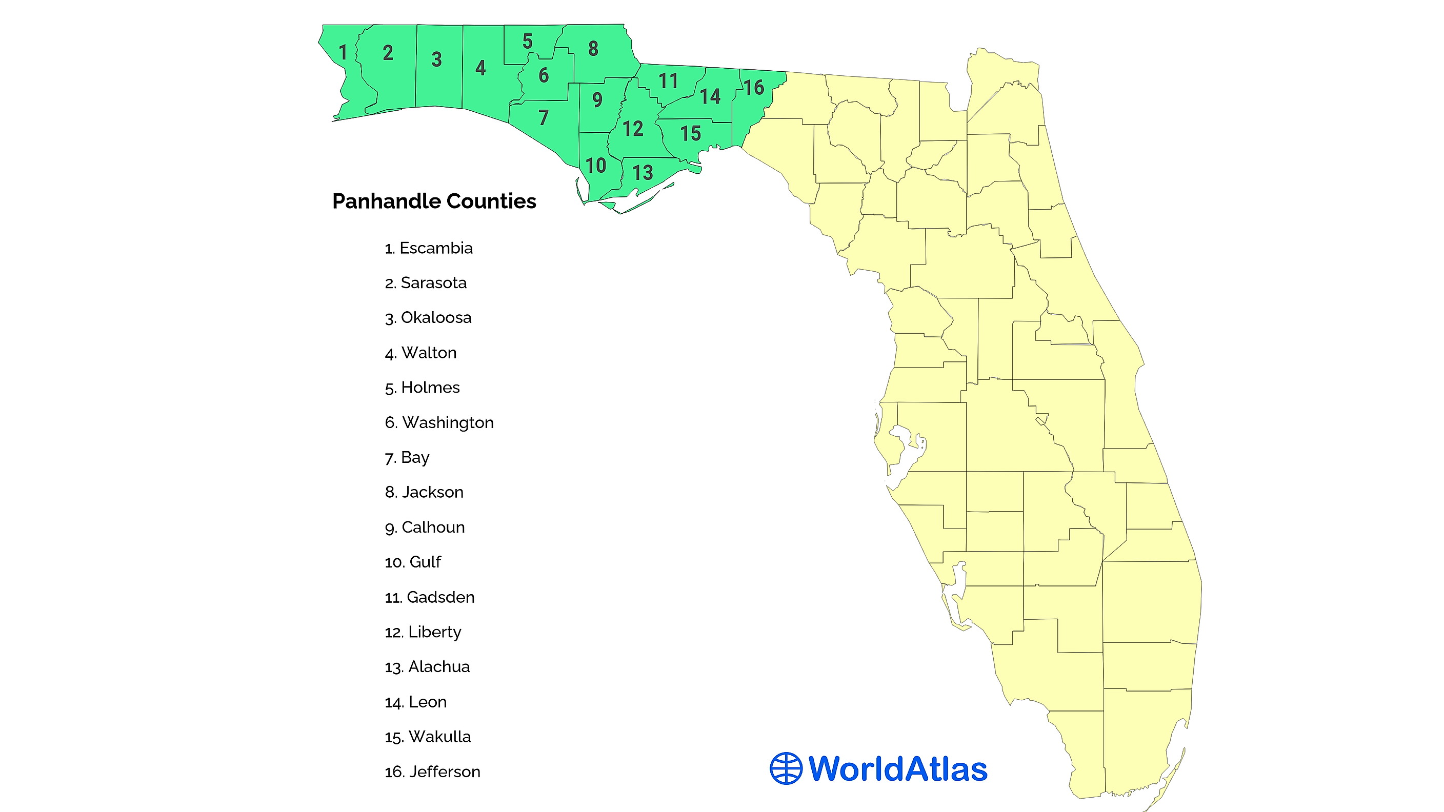 Florida Panhandle Map With Cities Florida Panhandle - Worldatlas