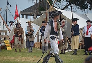 Reenactment of the Beaufort Pirate Invasion at an annual pirate festival in Beaufort, North Carolina. Image credit Cara Siera via Shutterstock