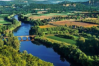 Medieval-era bridge over the Dordogne River.