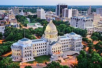 Jackson, Mississippi, USA skyline over the Capitol Building.