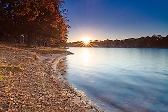 Sunset along the shoreline of Lake Keowee, South Carolina.