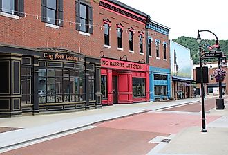 Colorful storefronts in downtown Pikeville, Kentucky. Image credit Cody Thane Prater via Shutterstock