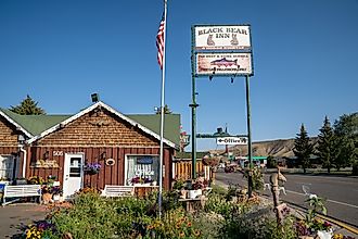 Sign and office for the Black Bear Inn, a small motel in downtown Dubois Wyoming