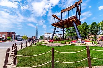 The  giant wooden rocking chair in Casey, Illinois. Editorial credit: RozenskiP / Shutterstock.com.