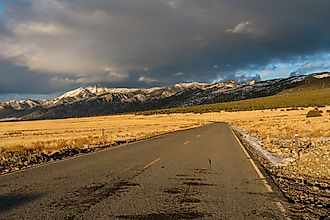 A road through the Great Sand Dunes National Park in Colorado.