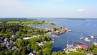 Aerial view of St. Michaels, Maryland.