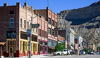 Main Street in Helper Utah with historic buildings. Editorial credit: Ian Dewar Photography / Shutterstock.com.