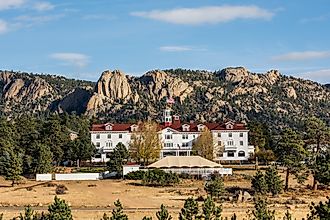 The historic Stanley Hotel is at the gateway to Rocky Mountain National Park. Editorial credit: Phillip Rubino / Shutterstock.com