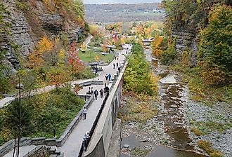 Overlooking visitors by the entrance near Watkins Glen State Park. Image credit Khairil Azhar Junos via Shutterstock