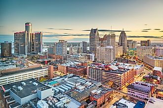 Downtown skyline of Detroit, Michigan.