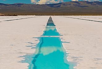 Pools for the extraction of lithium in Salinas Grandes, Jujuy, Argentina.