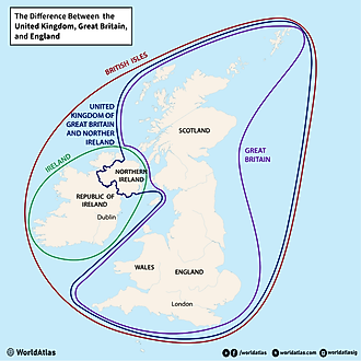 infographic showing what the difference between the United Kingdom, Great Britain, and England is