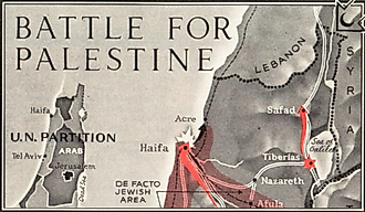 Battle for Palestine, Time Magazine May 3, 1948 1947–1948 civil war in Mandatory Palestine. Image Source: Wikimedia/Public domain