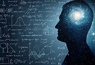 Silhouette of a person with mathematical formulas.