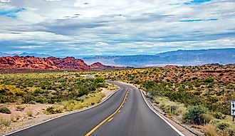 A road through the beautiful landscape of Nevada.