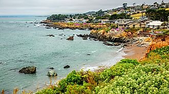 View of the coast along Cambria in California.