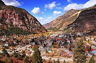 The gorgeous town of Ouray, Colorado, in fall.