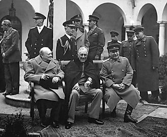 More details Yalta Conference held in February 1945, with Winston Churchill, Franklin D. Roosevelt, and Joseph Stalin