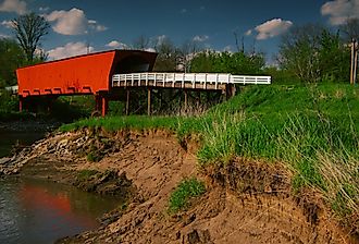 The Roseman Covered Bridge, the most famous of the Bridges of Madison County, on a perfect spring day.