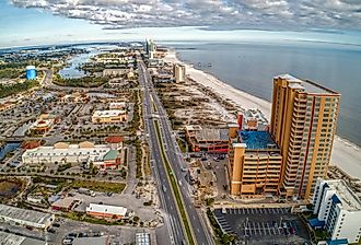 Overlooking the downtown streets of Orange Beach, Alabama.