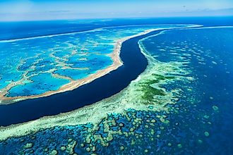 Aerial view of the Great Barrier Reef.