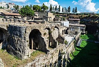 Ruins of the ancient archaeological site in Herculaneum, Italy.