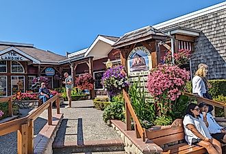 The Landing shopping center in downtown Cannon Beach, Oregon. Image credit quiggyt4 via Shutterstock