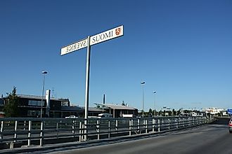 The border is pictured between Sweden and Finland. 