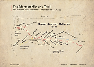 map showing the mormon trail