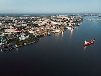 The Northern Dvina River flowing past the city of Arkhangelsk.