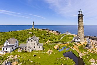 Thacher Island Lighthouses on Thacher Island, Rockport, Cape Ann, Massachusetts.