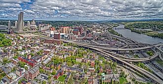 Aerial View of the City Albany, Capitol of the State of New York