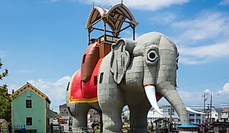 Margate, New Jersey, USA. Lucy the Elephant. Lucy was a hotel at turn of the last century. Example of Duck architecture.