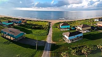 Beach houses in Galveston, Bolivar Peninsula.