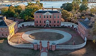 Aerial view of the Historic Governors Palace Tryon Place in New Bern. Editorial credit: Kyle J Little / Shutterstock.com