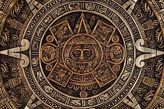 Close view of the ancient Aztec calendar.