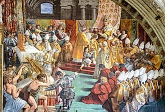 A painting depicting the crowning of Charlemagne as the Holy Roman Emperor in 800 CE. Image credit Viacheslav Lopatin via Shutterstock