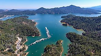 Aerial view of Lake Shasta in Northern California. 