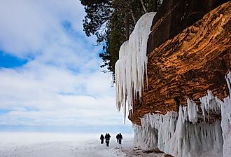 Apostle Islands National Lakeshore, Lake Superior shoreline in winter.