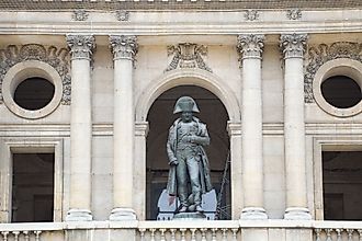 Napoleon statue in the balcony of Les Invalides, Paris, France. 