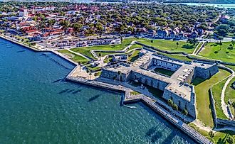 Aerial view of Castillo de San Marcos in St. Augustine, Florida. 