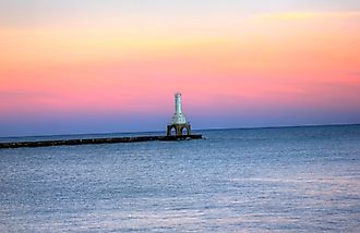 Port Washington Breakwater Light on Lake Michigan in Wisconsin