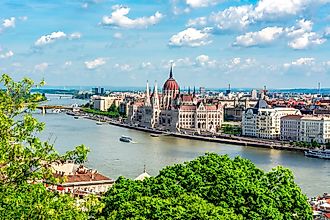 Danube River flowing past the city of Budapest.