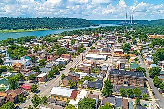 Aerial view of Madison, Indiana.