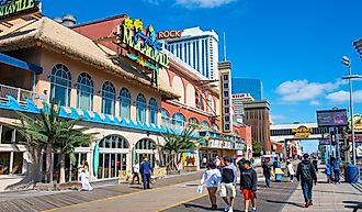 Boardwalk at Resorts Casino Hotel in Atlantic City, New Jersey. Image credit Wangkun Jia via Shutterstock.